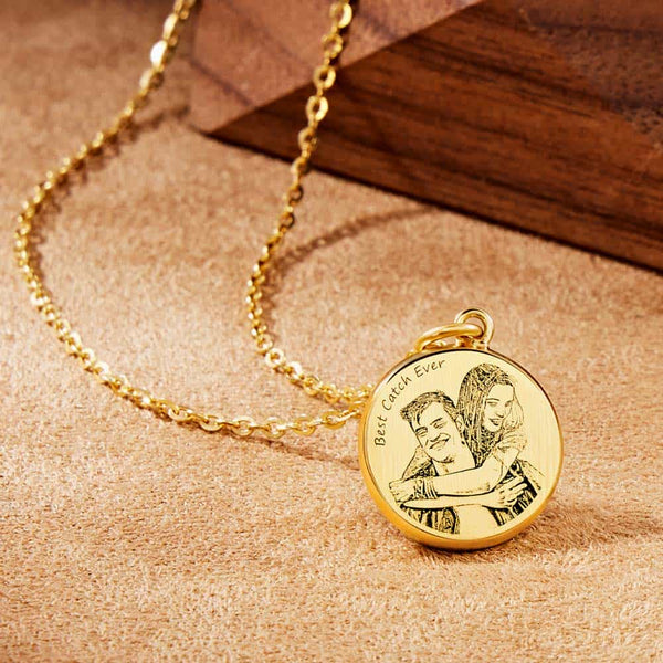 Personalisierte Foto Kette mit Gravur für Paare
