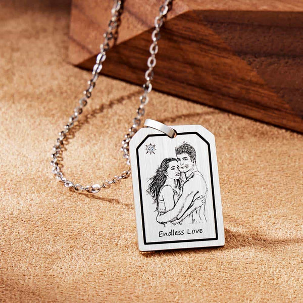 Personalisierte Herz Fingerabdruck Kette mit Bild Gravur