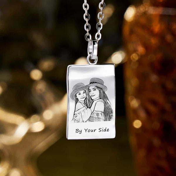 Personalisierte Briefpapier Kette mit Foto Gravur