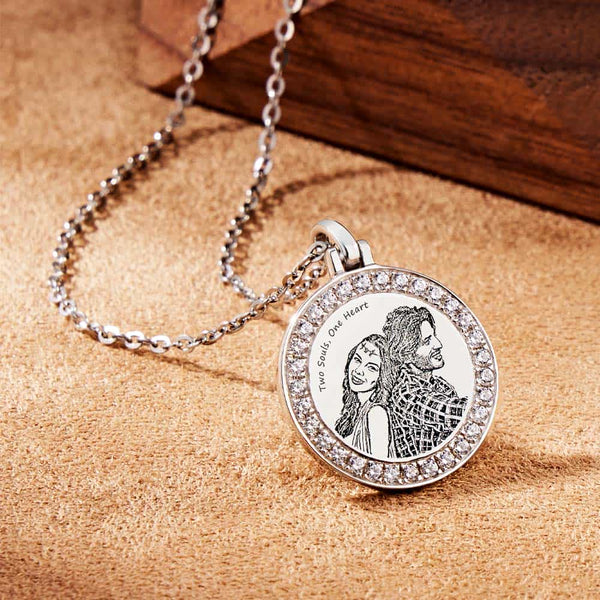 Zirkonia Jubiläum Kette mit Bild Personalisiert