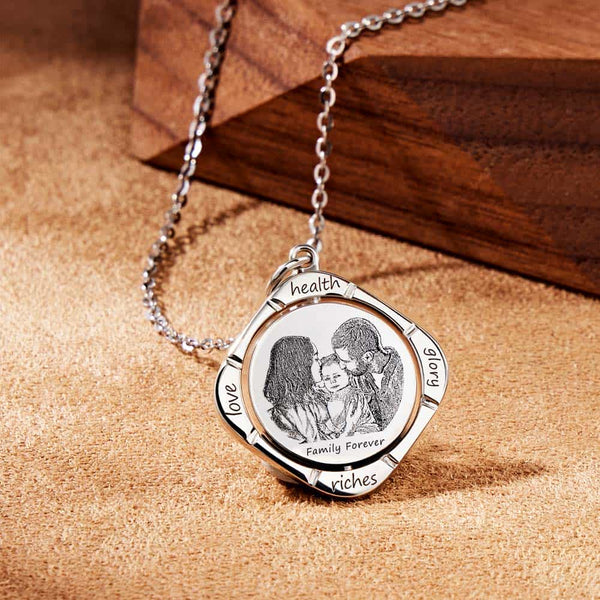 Drehbarer Familien Amulett mit Bild Gravur